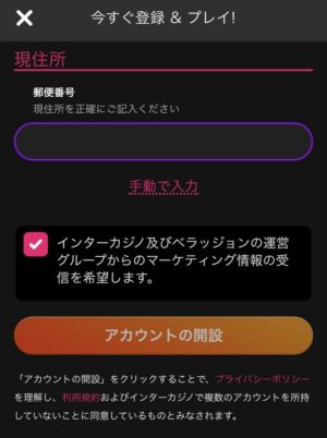 インターカジノへアカウント登録の流れ04